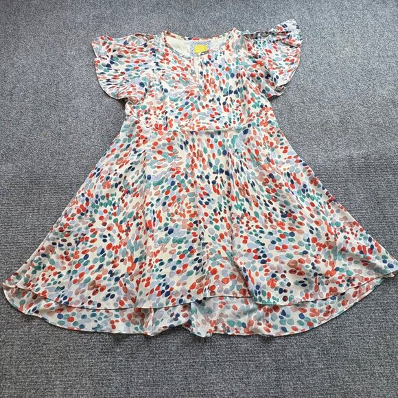 Anthropologie Maeve Dress‎ XS Watercolor Ruffled Sleeve Cold Shoulder Boho Flowy - Picture 9 of 12